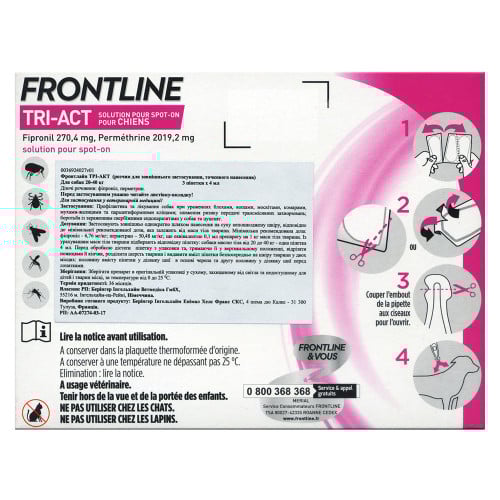 Краплі Boehringer Ingelheim Frontline TRI-ACT від бліх і кліщів для собак, L, 20-40 кг, ціна за 1 піпетку Краплі Boehringer Ingelheim Frontline TRI-ACT від бліх і кліщів для собак, L, 20-40 кг, ціна за 1 піпетку