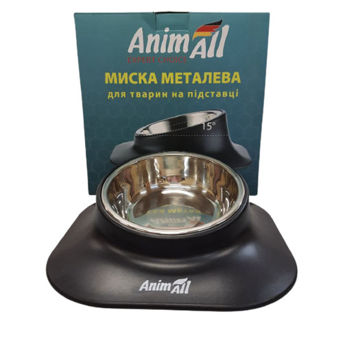 Миска на підставці AnimAll для собак, металева, 420 мл Миска на підставці AnimAll для собак, металева, 420 мл
