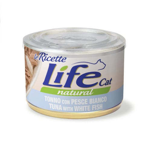 Консерва LifeCat Tuna With White Fish для котів від 6 місяців, з тунцем та білою рибою, 150 г Консерва LifeCat Tuna With White Fish для котів від 6 місяців, з тунцем та білою рибою, 150 г