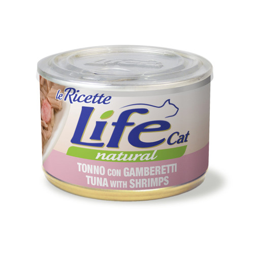 Консерва LifeCat Tuna With Shrimps для котів від 6 місяців, з тунцем та креветками, 150 г Консерва LifeCat Tuna With Shrimps для котів від 6 місяців, з тунцем та креветками, 150 г