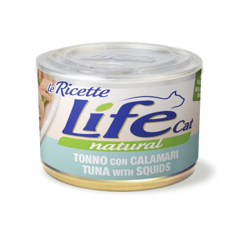 Консерва LifeCat Tuna With Squids для котів від 6 місяців, з тунцем та кальмарами, 150 г Консерва LifeCat Tuna With Squids для котів від 6 місяців, з тунцем та кальмарами, 150 г