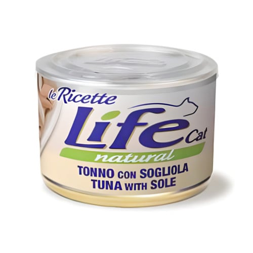 Консерва LifeCat Tuna With Sole для котів від 6 місяців, з тунцем та камбалою, 150 г Консерва LifeCat Tuna With Sole для котів від 6 місяців, з тунцем та камбалою, 150 г