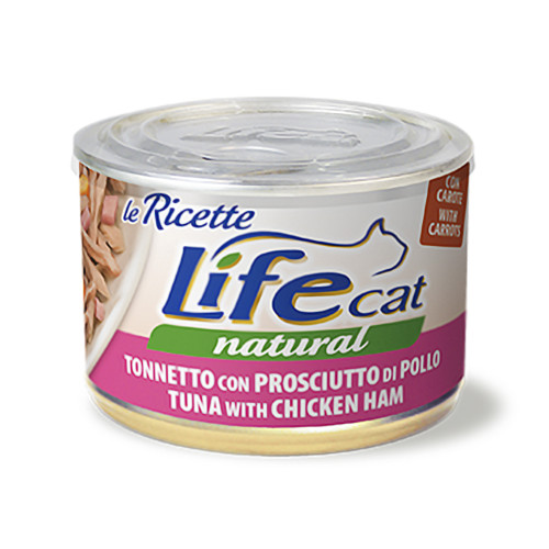 Консерва LifeCat Tuna With Ham для котів від 6 місяців, з тунцем та курячою шинкою, 150 г Консерва LifeCat Tuna With Ham для котів від 6 місяців, з тунцем та курячою шинкою, 150 г