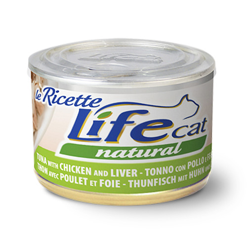 Консерва LifeCat Tuna With Chicken для котів від 6 місяців, тунець з курячим філе та печінкою, 150 г Консерва LifeCat Tuna With Chicken для котів від 6 місяців, тунець з курячим філе та печінкою, 150 г