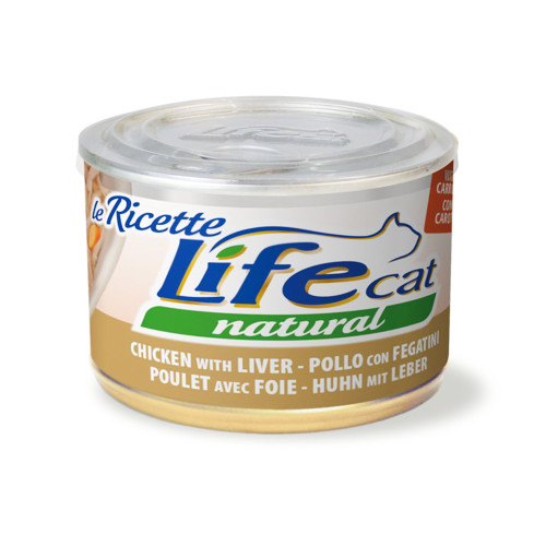 Консерва LifeCat Chicken Liver and Carrots для котів від 6 місяців, курятина з печінкою та морквою, 150 г Консерва LifeCat Chicken Liver and Carrots для котів від 6 місяців, курятина з печінкою та морквою, 150 г