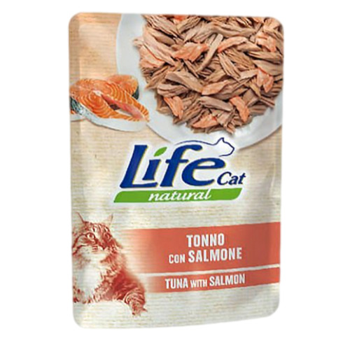 Вологий корм LifeCat Tuna With Salmon для котів від 6 місяців, з тунцем та лососем, 70 г Вологий корм LifeCat Tuna With Salmon для котів від 6 місяців, з тунцем та лососем, 70 г