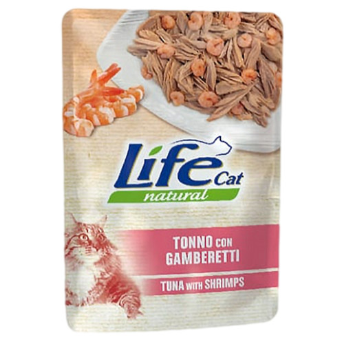 Вологий корм LifeCat Tuna Shrimps для котів від 6 місяців, з тунцем та креветками, 70 г Вологий корм LifeCat Tuna Shrimps для котів від 6 місяців, з тунцем та креветками, 70 г