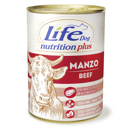 Консерва LifeDog Nutrition Plus Beef Chunks для собак від 6 місяців, із шматочками яловичини, 400 г Консерва LifeDog Nutrition Plus Beef Chunks для собак від 6 місяців, із шматочками яловичини, 400 г
