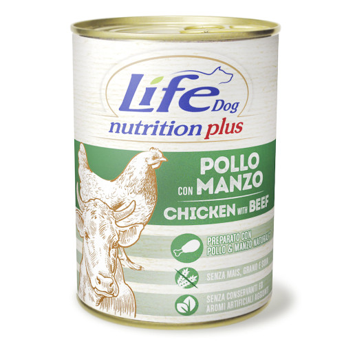 Консерва LifeDog Nutrition Plus Chicken With Beef для собак від 6 місяців, з курятиною та яловичиною, 400 г Консерва LifeDog Nutrition Plus Chicken With Beef для собак від 6 місяців, з курятиною та яловичиною, 400 г
