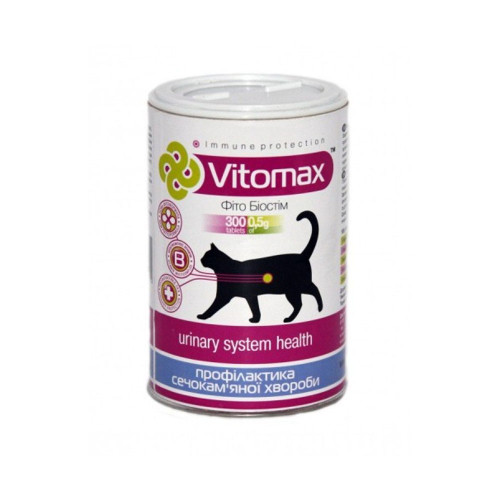 Вітаміни Vitomax для котів із сечокам'яною хворобою, 300 таб Вітаміни Vitomax для котів із сечокам'яною хворобою, 300 таб