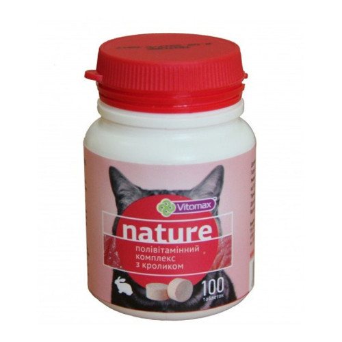 Полівітамінний комплекс Vitomax Nature для котів, з кроликом, 50 г, 100 таб Полівітамінний комплекс Vitomax Nature для котів, з кроликом, 50 г, 100 таб