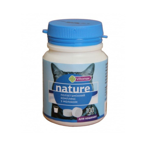 Полівітамінний комплекс Vitomax Nature для кошенят, з молоком, 50 г, 100 таб Полівітамінний комплекс Vitomax Nature для кошенят, з молоком, 50 г, 100 таб