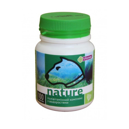 Полівітамінний комплекс Vitomax Nature для собак, з водоростями, 100 г, 100 таб Полівітамінний комплекс Vitomax Nature для собак, з водоростями, 100 г, 100 таб