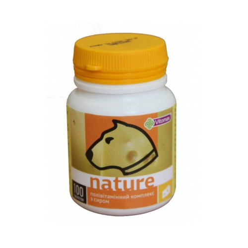 Полівітамінний комплекс Vitomax Nature для собак, із сиром, 100 г, 100 таб Полівітамінний комплекс Vitomax Nature для собак, із сиром, 100 г, 100 таб