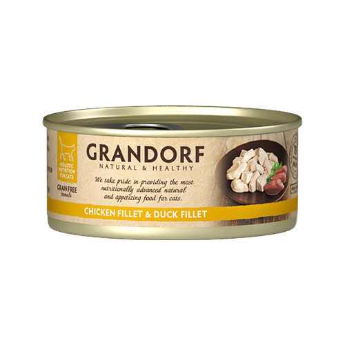 Консерви Grandorf Chicken Breast&Duck Fillet для котів, куряча грудка з качиним філе, 70 г Консерви Grandorf Chicken Breast&Duck Fillet для котів, куряча грудка з качиним філе, 70 г