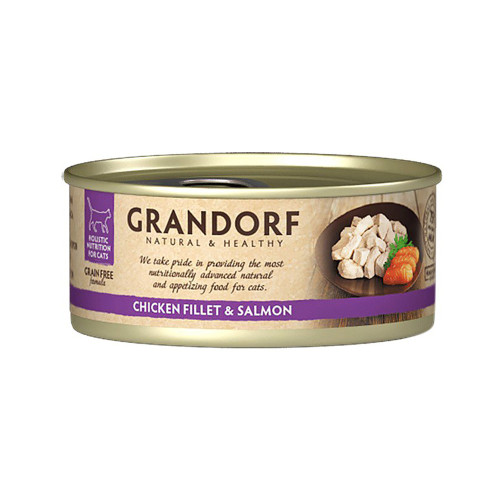 Консерви Grandorf Chicken Breast&Salmon для котів, куряча грудка з лососем, 70 г Консерви Grandorf Chicken Breast&Salmon для котів, куряча грудка з лососем, 70 г