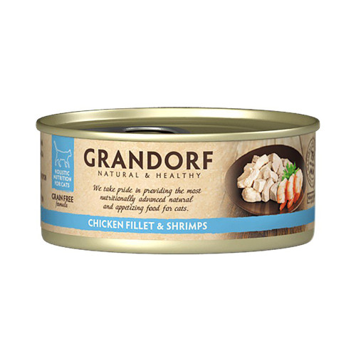 Консерви Grandorf Chicken Breast&Shrimps для котів, куряча грудка з креветками, 70 г Консерви Grandorf Chicken Breast&Shrimps для котів, куряча грудка з креветками, 70 г