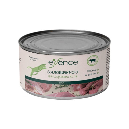 Вологий корм Essence для дорослих котів, з яловичиною, 200 г Вологий корм Essence для дорослих котів, з яловичиною, 200 г