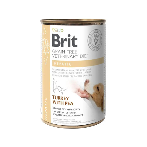 Консерви Brit VetDiets Dogs Hepatic для підтримки роботи печінки у собак, з індичкою та горохом, 400 г Консерви Brit VetDiets Dogs Hepatic для підтримки роботи печінки у собак, з індичкою та горохом, 400 г