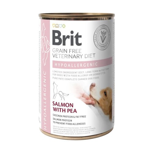Консерви Brit VetDiets Dog Hypoallergenic для підтримки судин у собак, з лососем та горохом, 400 г Консерви Brit VetDiets Dog Hypoallergenic для підтримки судин у собак, з лососем та горохом, 400 г
