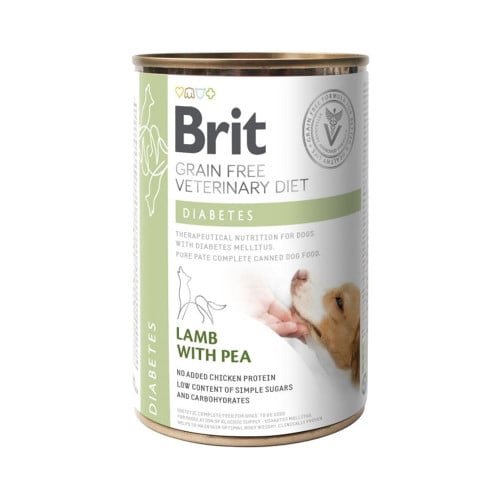 Консерви Brit VetDiets Dog Diabets для собак з цукровим діабетом, з ягням та горохом, 400 г Консерви Brit VetDiets Dog Diabets для собак з цукровим діабетом, з ягням та горохом, 400 г
