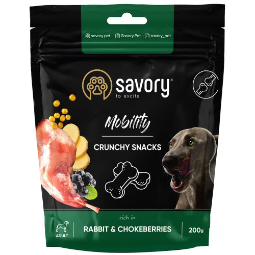Хрустящие лакомства Savory для здоровья суставов собак, кролик и черноплодная рябина, 200 г Хрустящие лакомства Savory для здоровья суставов собак, кролик и черноплодная рябина, 200 г