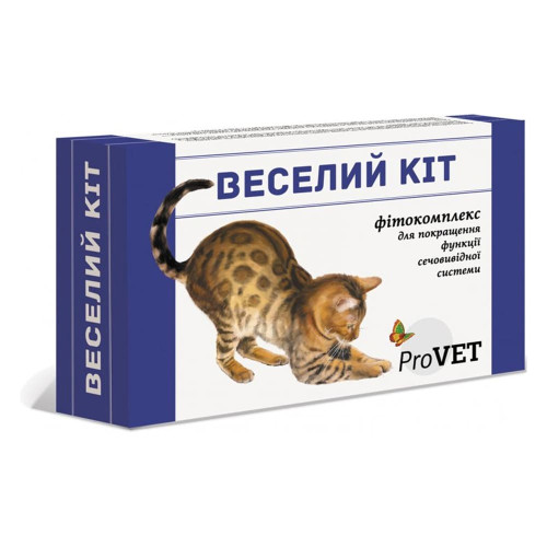 Фітокомплекс ProVET Веселий Кіт для покращення функціонування сечовивідної системи, для котів, 20 мл Фітокомплекс ProVET Веселий Кіт для покращення функціонування сечовивідної системи, для котів, 20 мл