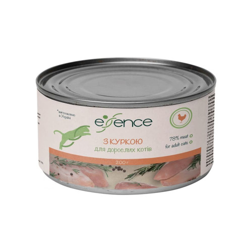 Вологий корм Essence для дорослих котів, з куркою, 200 г Вологий корм Essence для дорослих котів, з куркою, 200 г
