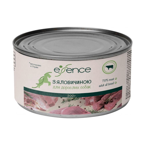 Вологий корм Essence для дорослих собак, з яловичиною, 200 г Вологий корм Essence для дорослих собак, з яловичиною, 200 г