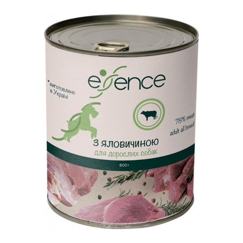 Вологий корм Essence для дорослих собак, з яловичиною, 800 г Вологий корм Essence для дорослих собак, з яловичиною, 800 г