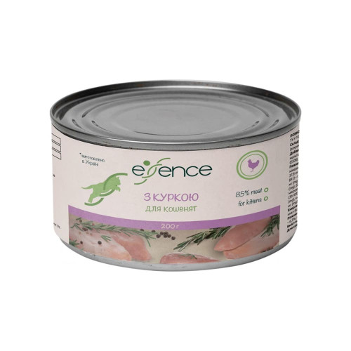 Вологий корм Essence для кошенят, з куркою, 200 г Вологий корм Essence для кошенят, з куркою, 200 г