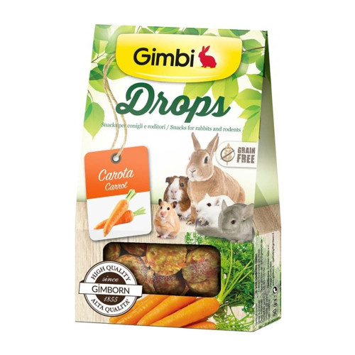 Ласощі GimBi дропси для гризунів, з морквою, 50 г Ласощі GimBi дропси для гризунів, з морквою, 50 г