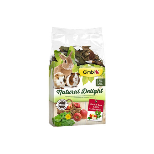 Ласощі GimBi Natural Delight для гризунів, кульбаба та яблуко, 100 г Ласощі GimBi Natural Delight для гризунів, кульбаба та яблуко, 100 г