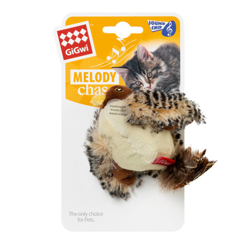 Іграшка GiGwi Melody Chaser Пташка зі звуковим чіпом і котячою м'ятою, для котів, штучне хутро, 13 см Іграшка GiGwi Melody Chaser Пташка зі звуковим чіпом і котячою м'ятою, для котів, штучне хутро, 13 см