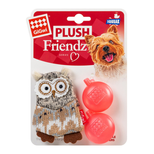 Іграшка GiGwi Plush Сова з пищалкою, для собак, текстиль, 10 см Іграшка GiGwi Plush Сова з пищалкою, для собак, текстиль, 10 см