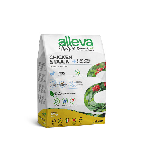 Сухий корм Alleva Holistic Puppy/Junior Chicken&Duck Medium для цуценят середніх порід, курка та качка, 800 г Сухий корм Alleva Holistic Puppy/Junior Chicken&Duck Medium для цуценят середніх порід, курка та качка, 800 г