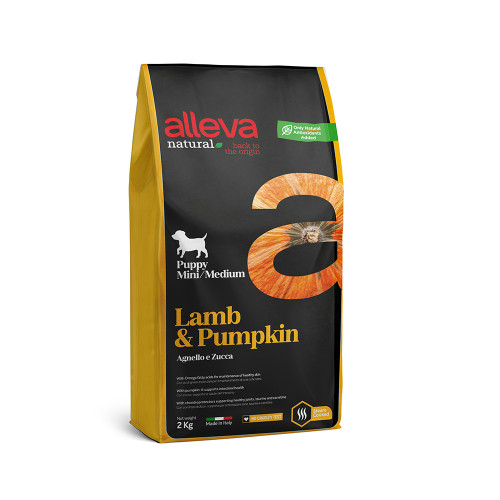 Сухий корм Alleva Natural Puppy Lamb&Pumpkin MinI/Medium для цуценят дрібних/середніх порід, ягня та гарбуз, 2 кг Сухий корм Alleva Natural Puppy Lamb&Pumpkin MinI/Medium для цуценят дрібних/середніх порід, ягня та гарбуз, 2 кг