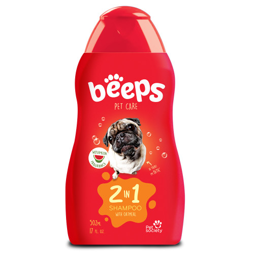 Шампунь-кондиціонер Beeps 2 in 1 для собак та котів з короткою шерстю, з екстрактом вівсяних пластівців, 502 мл Шампунь-кондиціонер Beeps 2 in 1 для собак та котів з короткою шерстю, з екстрактом вівсяних пластівців, 502 мл