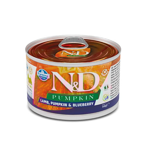 Вологий корм Farmina N&D Grain Pumpkin Lamb Adult Mini для собак дрібних порід, гарбуз/ягня/чорниця, 140 г Вологий корм Farmina N&D Grain Pumpkin Lamb Adult Mini для собак дрібних порід, гарбуз/ягня/чорниця, 140 г