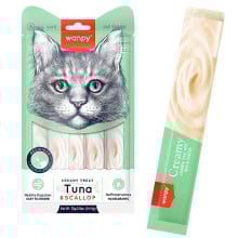 Ласощі Wanpy Creamy Lickable Treats Tuna&Scallop з тунцем, морським гребінцем, вітамінами і таурином, для котів, 5×14 г
